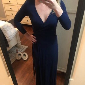Lulu’s Navy Blue floor length wrap dress